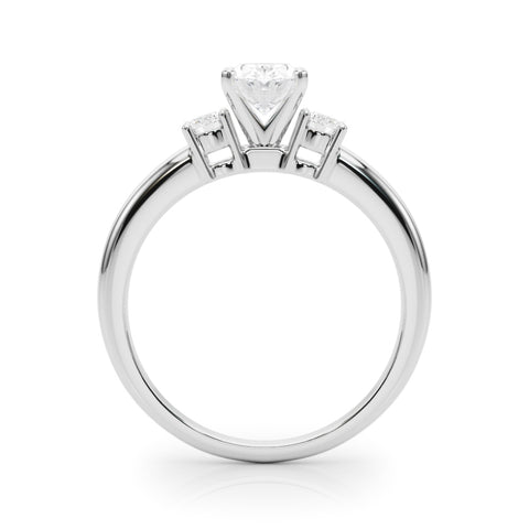 White gold Three-Stone Oval Cut Diamond Solitaire with Prong Setting and Classic Band