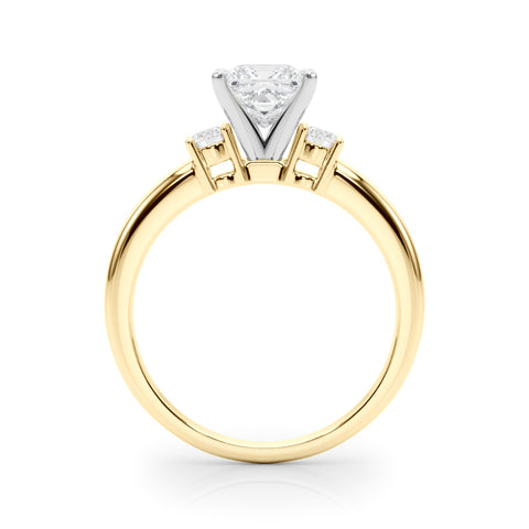 Yellow gold Three-Stone Princess Cut Diamond Solitaire with Prong Setting and Classic Band