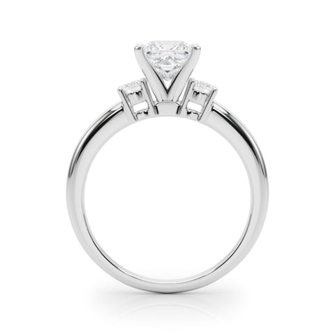 White gold Three-Stone Princess Cut Diamond Solitaire with Prong Setting and Classic Band