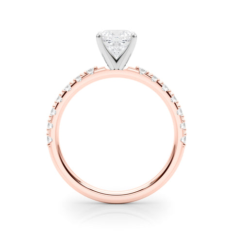 Rose gold Cushion Solitaire Pavé Band with Four-Prong Setting