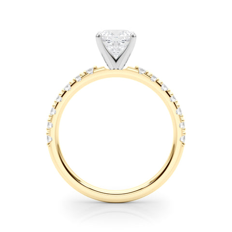 Yellow gold Cushion Solitaire Pavé Band with Four-Prong Setting