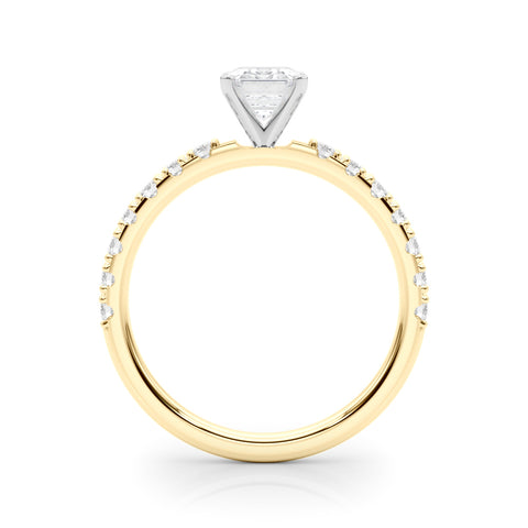 Yellow gold Emerald Solitaire Pavé Band with Four-Prong Setting