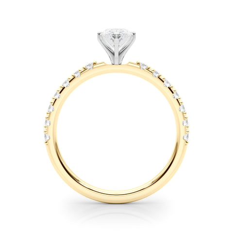 Yellow gold Marquise Solitaire Pavé Band with Four-Prong Setting