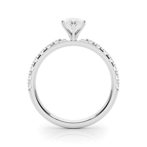 White gold Marquise Solitaire Pavé Band with Four-Prong Setting