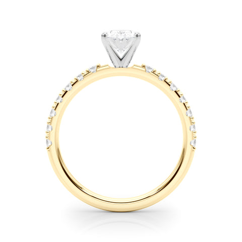 Yellow gold Oval Solitaire Pavé Band with Four-Prong Setting