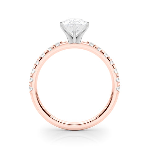 Rose gold Pear Solitaire Pavé Band with Four-Prong Setting