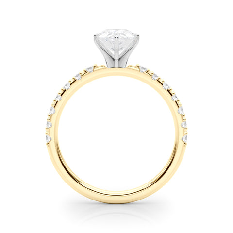 Yellow gold Pear Solitaire Pavé Band with Four-Prong Setting