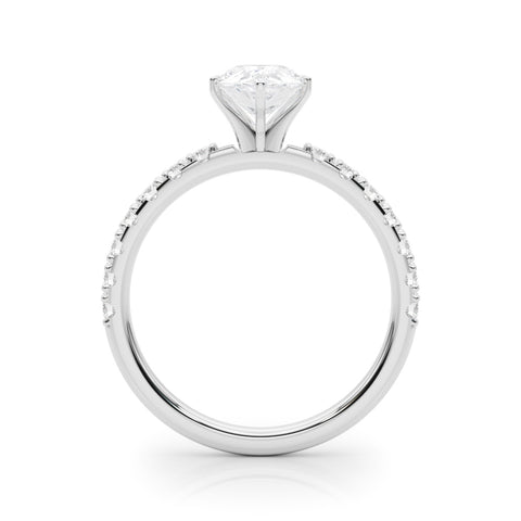 White gold Pear Solitaire Pavé Band with Four-Prong Setting