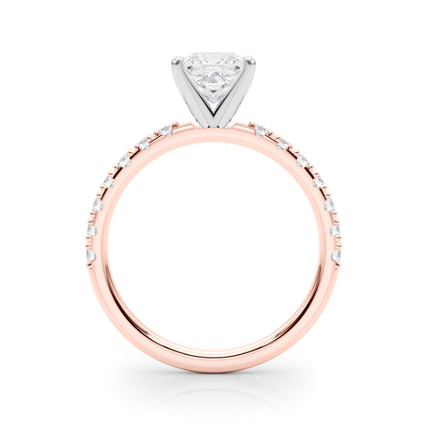 Rose gold Princess Solitaire Pavé Band with Four-Prong Setting