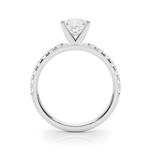 White gold Princess Solitaire Pavé Band with Four-Prong Setting