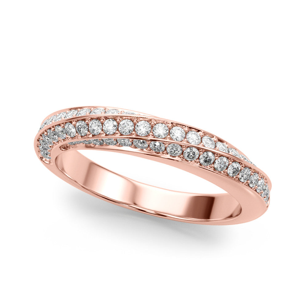 Rose gold Double Row Pavé Round Diamond Channel Set Band 1