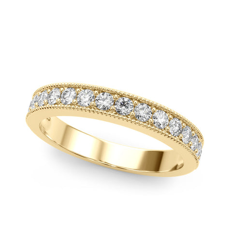Yellow gold Round Diamond Milgrain Pavé Eternity Band 1