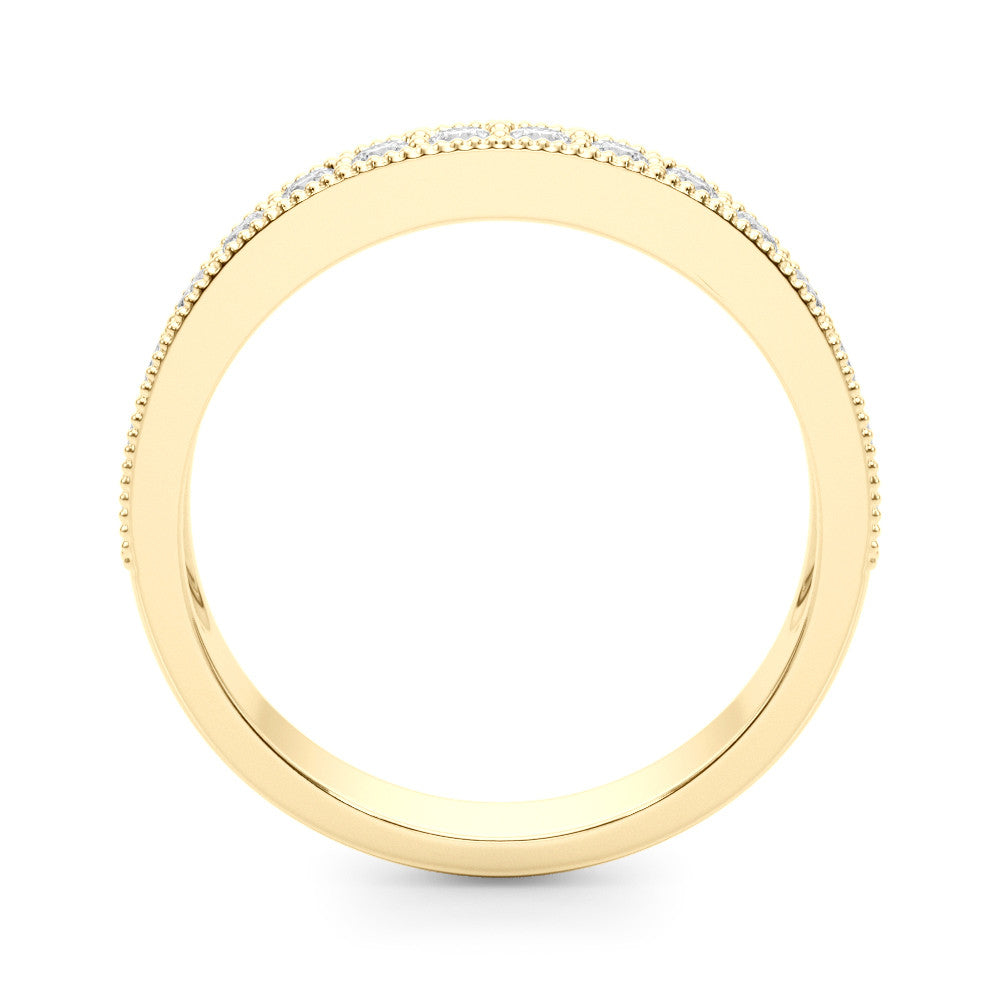 Yellow gold Round Diamond Milgrain Pavé Eternity Band 2