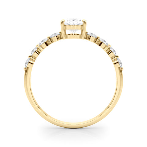 Yellow gold Oval Diamond Prong Set Solitaire with Pave Band