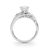18K White Gold 2.51 Carat E VVS2 Princess Diamond Halo Ring with Marquise and Pavé Band in Prong Setting
