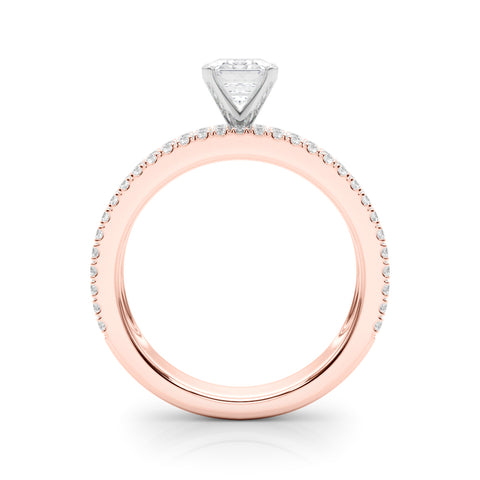 Rose gold Emerald Solitaire Diamond with Pave and Channel Set Band