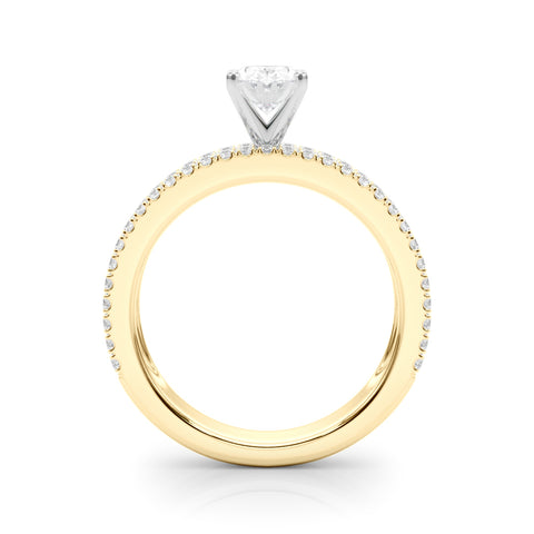 Yellow gold Oval Solitaire Diamond with Pave and Channel Set Band