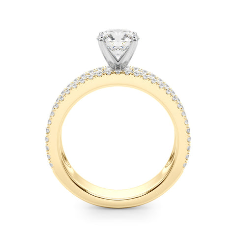 Yellow gold Round Solitaire Diamond with Pave and Channel Set Band