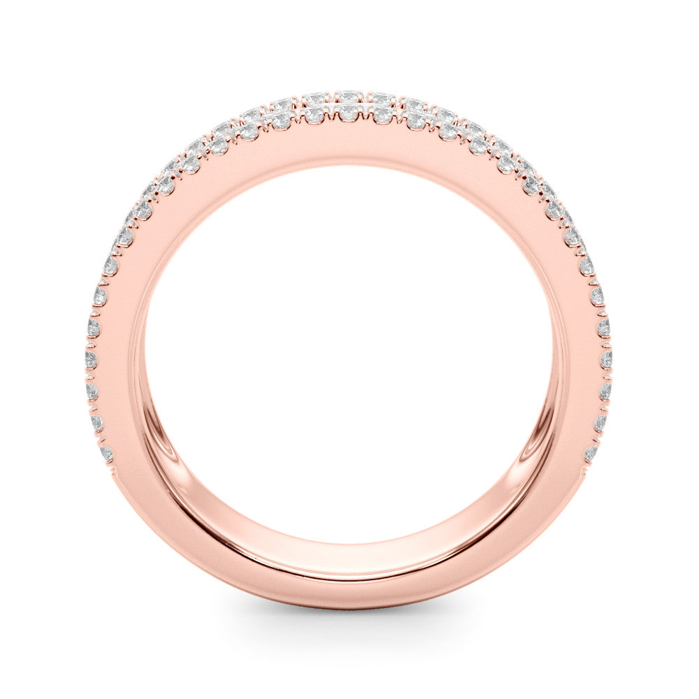 Rose gold Pave Round and Baguette Diamond Eternity Band with Channel and Prong Setting 2