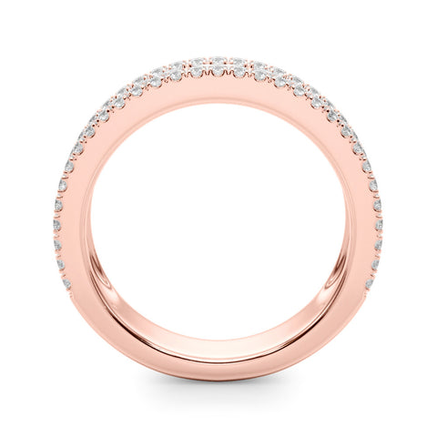 Rose gold Pave Round and Baguette Diamond Eternity Band with Channel and Prong Setting 2