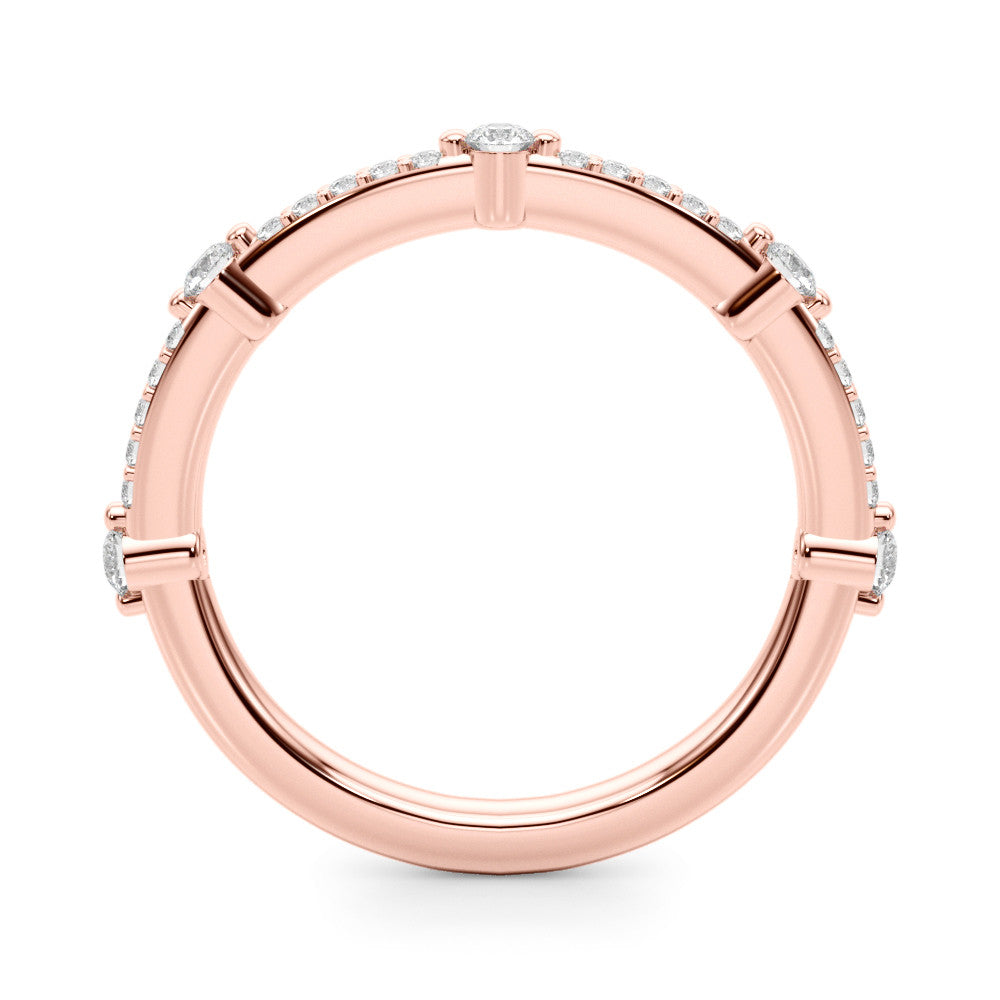 Rose gold Round Diamond Pavé Eternity Band with Prong Setting 2