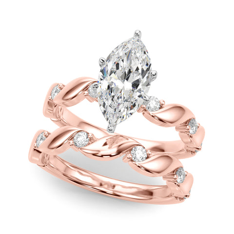 Rose gold Marquise Solitaire Twisted Band with Prong Setting