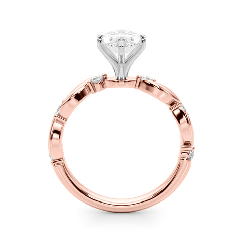 Rose gold Marquise Solitaire Twisted Band with Prong Setting