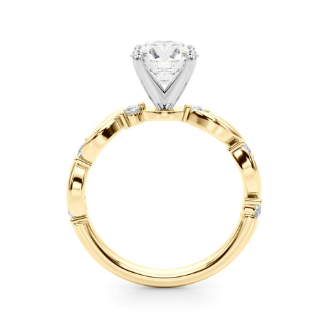 Yellow gold Round Solitaire Twisted Band with Prong Setting