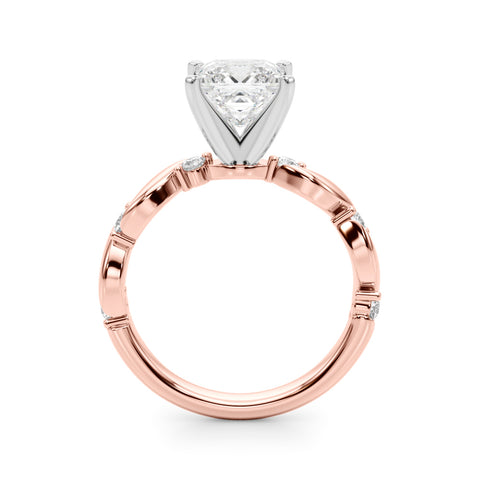 Rose gold Princess Solitaire Twisted Band with Prong Setting
