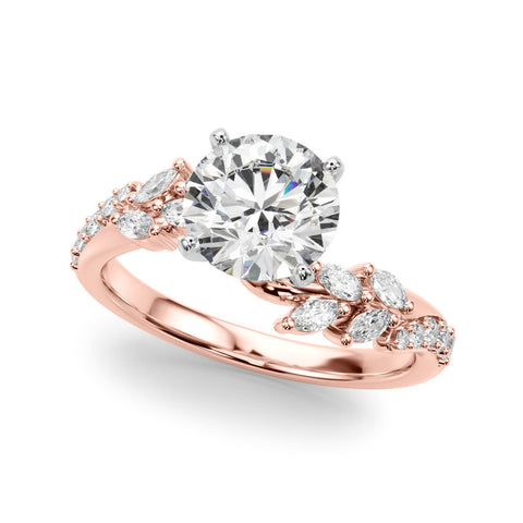 Rose gold Round Solitaire Marquise Twist Band with Six-Prong Setting