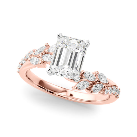 Rose gold Emerald Solitaire Marquise Twist Band with Six-Prong Setting