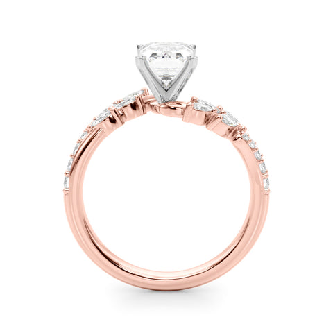 Rose gold Emerald Solitaire Marquise Twist Band with Six-Prong Setting