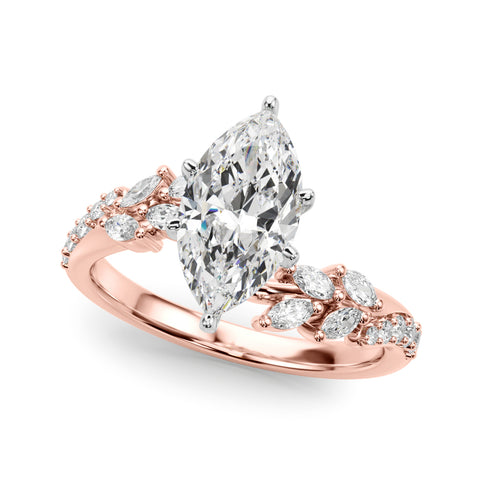 Rose gold Marquise Solitaire Marquise Twist Band with Six-Prong Setting