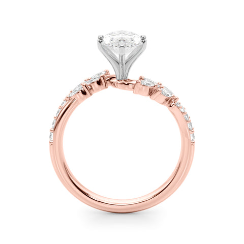 Rose gold Marquise Solitaire Marquise Twist Band with Six-Prong Setting