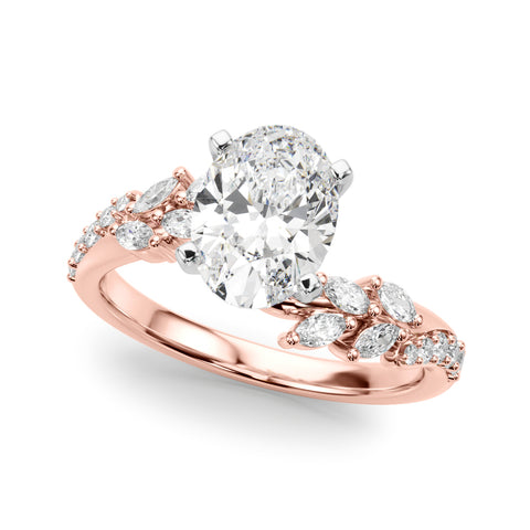 Rose gold Oval Solitaire Marquise Twist Band with Six-Prong Setting