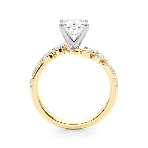 Yellow gold Oval Solitaire Marquise Twist Band with Six-Prong Setting