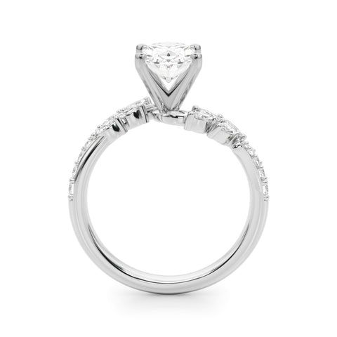 White gold Oval Solitaire Marquise Twist Band with Six-Prong Setting