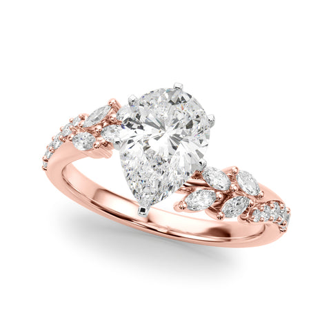 Rose gold Pear Solitaire Marquise Twist Band with Six-Prong Setting