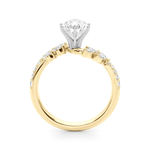 Yellow gold Pear Solitaire Marquise Twist Band with Six-Prong Setting