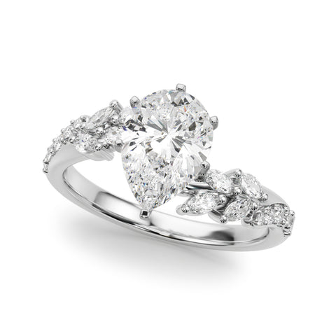 White gold Pear Solitaire Marquise Twist Band with Six-Prong Setting