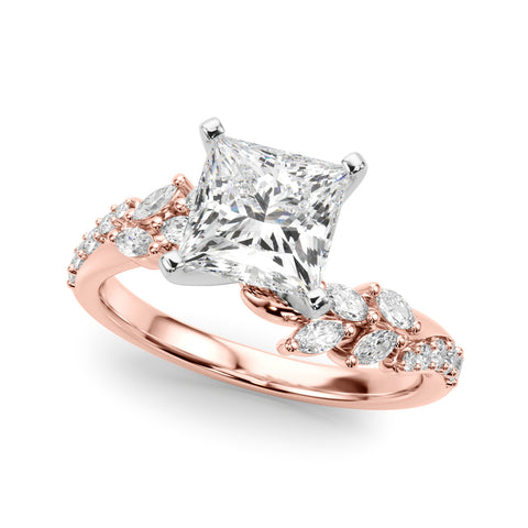 Rose gold Princess Solitaire Marquise Twist Band with Six-Prong Setting