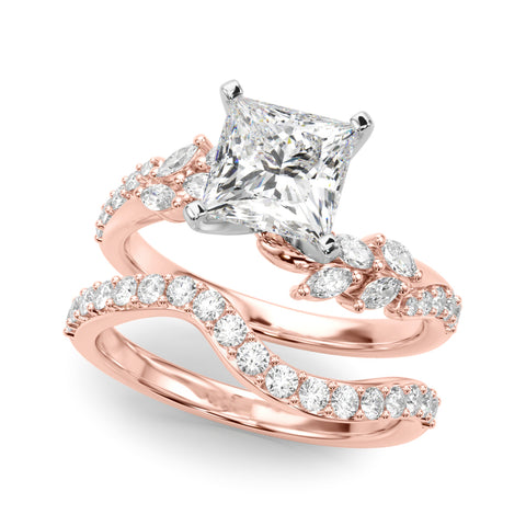 Rose gold Princess Solitaire Marquise Twist Band with Six-Prong Setting