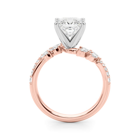 Rose gold Princess Solitaire Marquise Twist Band with Six-Prong Setting