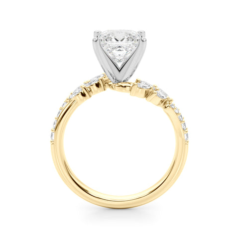 Yellow gold Princess Solitaire Marquise Twist Band with Six-Prong Setting