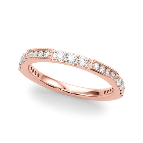 Rose gold Milgrain Round Diamond Pavé Channel Set White Gold Band 1