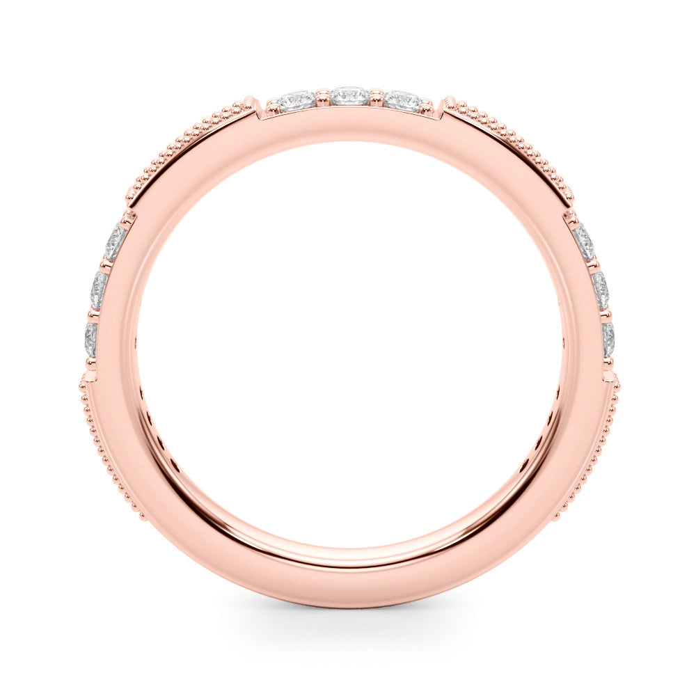 Rose gold Milgrain Round Diamond Pavé Channel Set White Gold Band 2