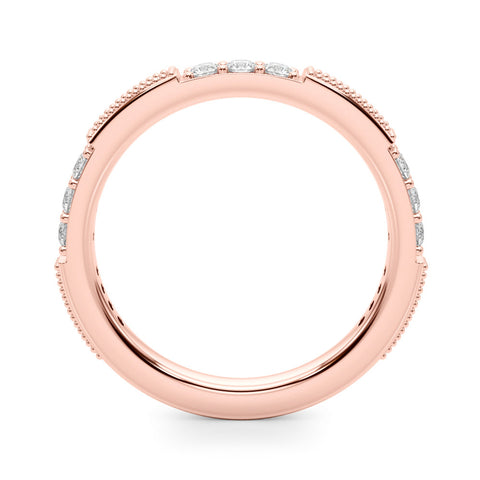 Rose gold Milgrain Round Diamond Pavé Channel Set White Gold Band 2