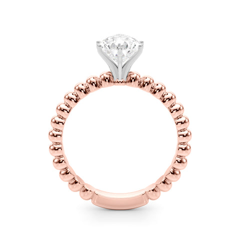 Rose gold Pear Solitaire Beaded Band Prong Setting Ring