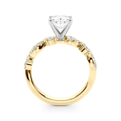 Yellow gold Oval Cut Solitaire Diamond Twisted Band with Pave Setting