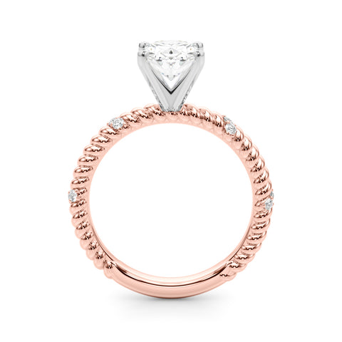 Rose gold Oval Solitaire Twisted Band Prong Set Engagement Ring